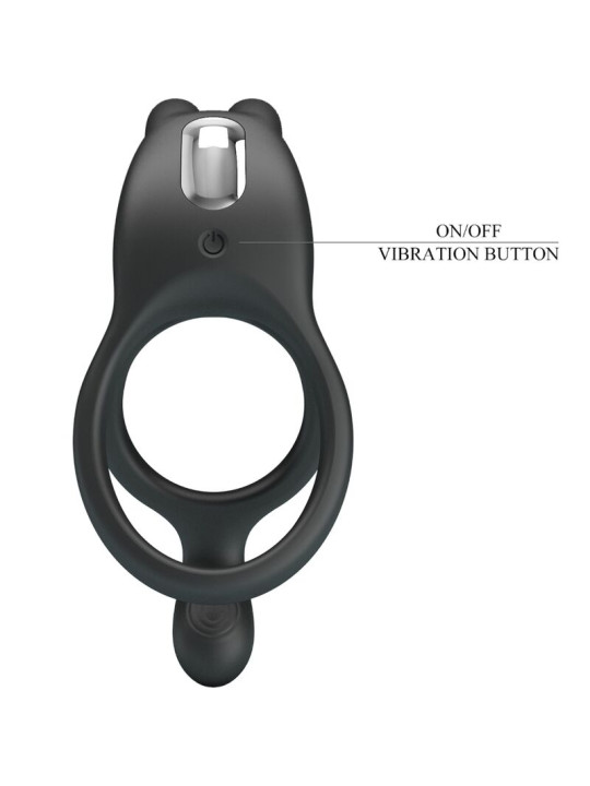 PRETTY LOVE - SETH DOBLE ANILLO VIBRADOR RABBIT 7 VIBRACIONES NEGRO