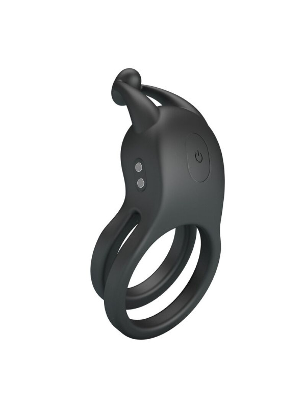 PRETTY LOVE - GOODWIN ANILLO VIBRADOR DOBLE PARA PENE RECARGABLE NEGRO