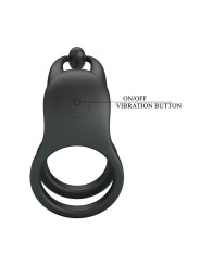 PRETTY LOVE - GOODWIN ANILLO VIBRADOR DOBLE PARA PENE RECARGABLE NEGRO