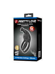 PRETTY LOVE - GOODWIN ANILLO VIBRADOR DOBLE PARA PENE RECARGABLE NEGRO