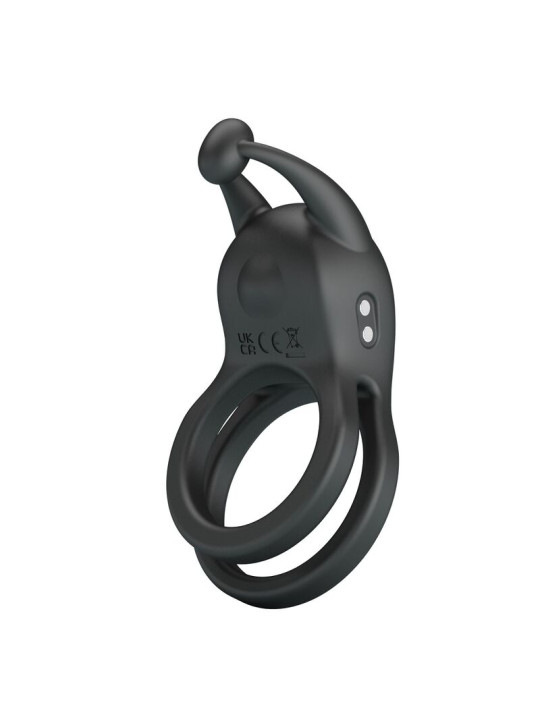 PRETTY LOVE - GOODWIN ANILLO VIBRADOR DOBLE PARA PENE RECARGABLE NEGRO