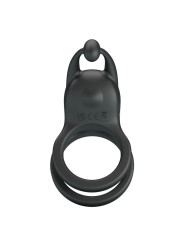 PRETTY LOVE - GOODWIN ANILLO VIBRADOR DOBLE PARA PENE RECARGABLE NEGRO