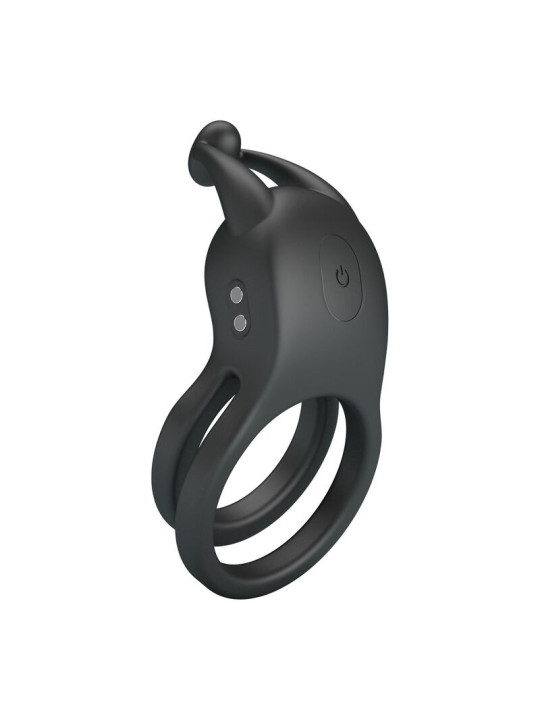 PRETTY LOVE - GOODWIN ANILLO VIBRADOR DOBLE PARA PENE RECARGABLE NEGRO