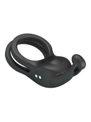 PRETTY LOVE - GOODWIN ANILLO VIBRADOR DOBLE PARA PENE RECARGABLE NEGRO