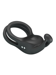 PRETTY LOVE - GOODWIN ANILLO VIBRADOR DOBLE PARA PENE RECARGABLE NEGRO