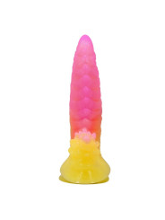 POWER MONSTERS - RIPPLIED MONSTER DILDO FANTASÍA CON VENTOSA 22,5 CM Ø 5,5 CM ROSA Y AMARILLO