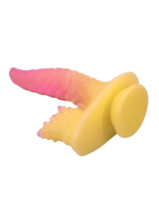 POWER MONSTERS - RIPPLIED MONSTER DILDO FANTASÍA CON VENTOSA 22,5 CM Ø 5,5 CM ROSA Y AMARILLO
