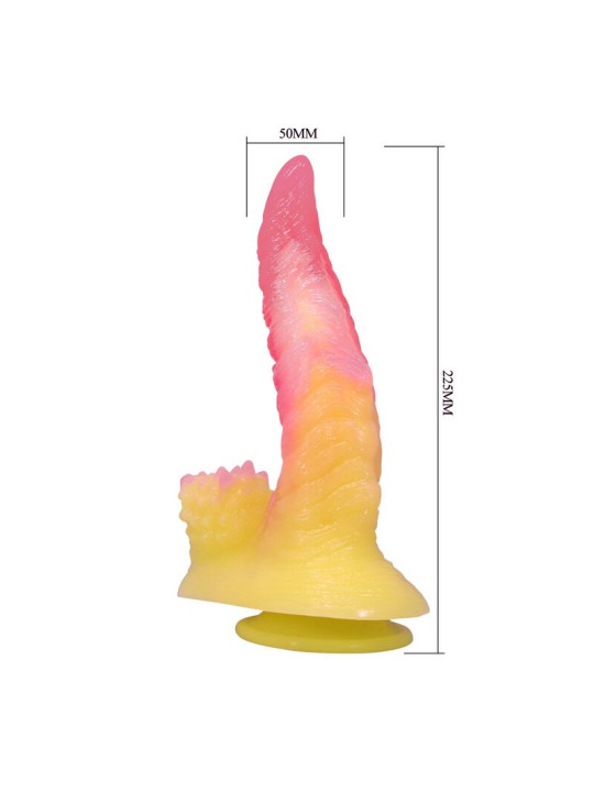 POWER MONSTERS - RIPPLIED MONSTER DILDO FANTASÍA CON VENTOSA 22,5 CM Ø 5,5 CM ROSA Y AMARILLO