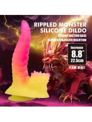 POWER MONSTERS - RIPPLIED MONSTER DILDO FANTASÍA CON VENTOSA 22,5 CM Ø 5,5 CM ROSA Y AMARILLO