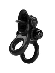 PRETTY LOVE - PASSIONATE RING DOBLE ANILLO VIBRADOR + ESTIMULADOR CLÍTORIS NEGRO