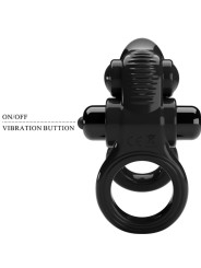 PRETTY LOVE - PASSIONATE RING DOBLE ANILLO VIBRADOR + ESTIMULADOR CLÍTORIS NEGRO