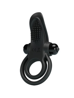PRETTY LOVE - DOBLE ANILLO VIBRADOR + ESTIMULADOR CLÍTORIS 10 VIBRACIONES NEGRO