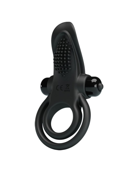 PRETTY LOVE - DOBLE ANILLO VIBRADOR + ESTIMULADOR CLÍTORIS 10 VIBRACIONES NEGRO