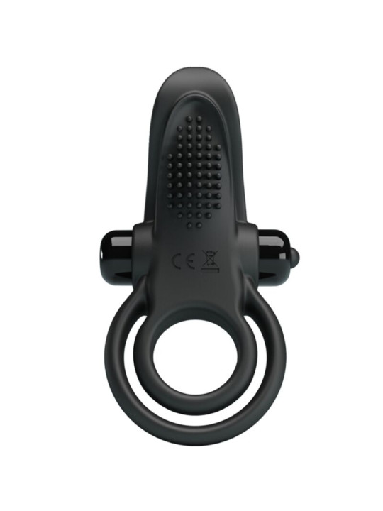 PRETTY LOVE - DOBLE ANILLO VIBRADOR + ESTIMULADOR CLÍTORIS 10 VIBRACIONES NEGRO