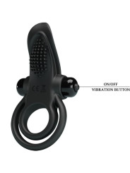 PRETTY LOVE - DOBLE ANILLO VIBRADOR + ESTIMULADOR CLÍTORIS 10 VIBRACIONES NEGRO