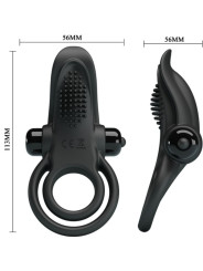 PRETTY LOVE - DOBLE ANILLO VIBRADOR + ESTIMULADOR CLÍTORIS 10 VIBRACIONES NEGRO