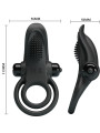PRETTY LOVE - DOBLE ANILLO VIBRADOR + ESTIMULADOR CLÍTORIS 10 VIBRACIONES NEGRO