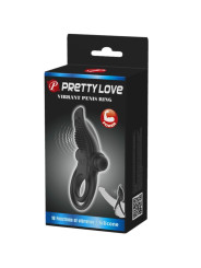 PRETTY LOVE - DOBLE ANILLO VIBRADOR + ESTIMULADOR CLÍTORIS 10 VIBRACIONES NEGRO