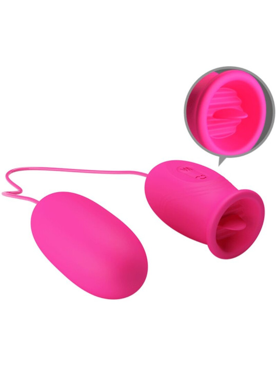 PRETTY LOVE - DAISY HUEVO VIBRADOR + LENGUA ESTIMULADORA DE CLÍTORIS ROSA
