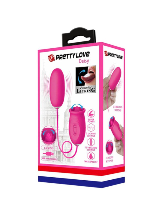 PRETTY LOVE - DAISY HUEVO VIBRADOR + LENGUA ESTIMULADORA DE CLÍTORIS ROSA