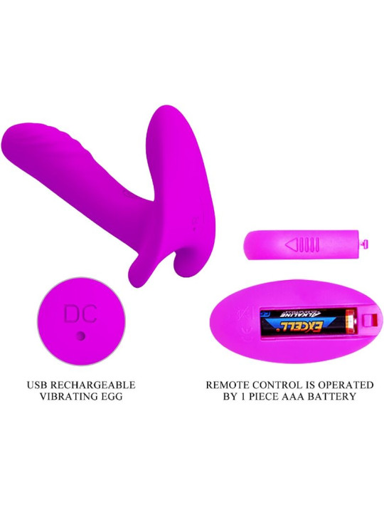 PRETTY LOVE - MASAJEADOR & VIBRADOR 12 VIBRACIONES CONTROL REMOTO MORADO