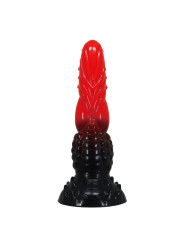 POWER MONSTERS - FIRE DRAGON DILDO FANTASÍA CON VENTOSA 24,5 CM Ø 5,8 CM ROJO Y NEGRO