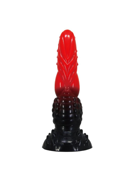POWER MONSTERS - FIRE DRAGON DILDO FANTASÍA CON VENTOSA 24,5 CM Ø 5,8 CM ROJO Y NEGRO