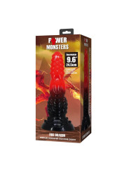 POWER MONSTERS - FIRE DRAGON DILDO FANTASÍA CON VENTOSA 24,5 CM Ø 5,8 CM ROJO Y NEGRO