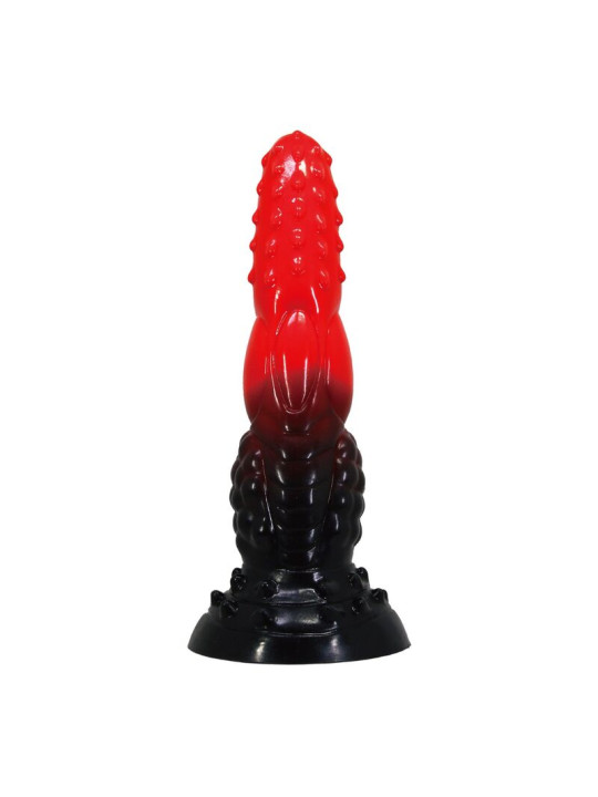 POWER MONSTERS - FIRE DRAGON DILDO FANTASÍA CON VENTOSA 24,5 CM Ø 5,8 CM ROJO Y NEGRO