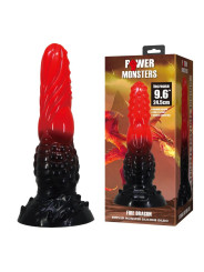 POWER MONSTERS - FIRE DRAGON DILDO FANTASÍA CON VENTOSA 24,5 CM Ø 5,8 CM ROJO Y NEGRO