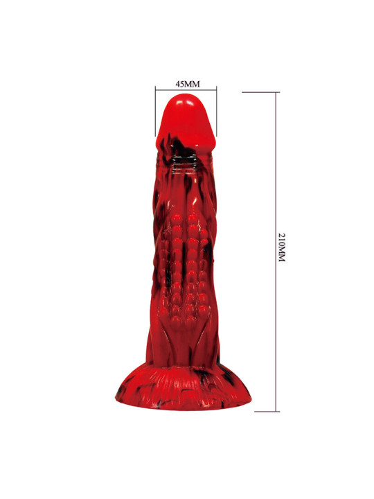 POWER MONSTERS - MINOTAUR DILDO FANTASÍA CON VENTOSA 21 CM Ø 5 CM ROJO Y NEGRO