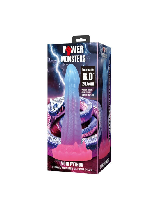 POWER MONSTERS - VOID PYTHON DILDO FANTASÍA CON VENTOSA 20,5 CM Ø 5,2 CM AZUL, LILA Y ROSA