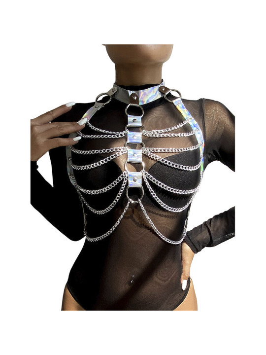 SUBBLIME - 953737 ARNÉS DE PECHO CON ANILLOS Y CADENAS PLATA TALLA ÚNICA