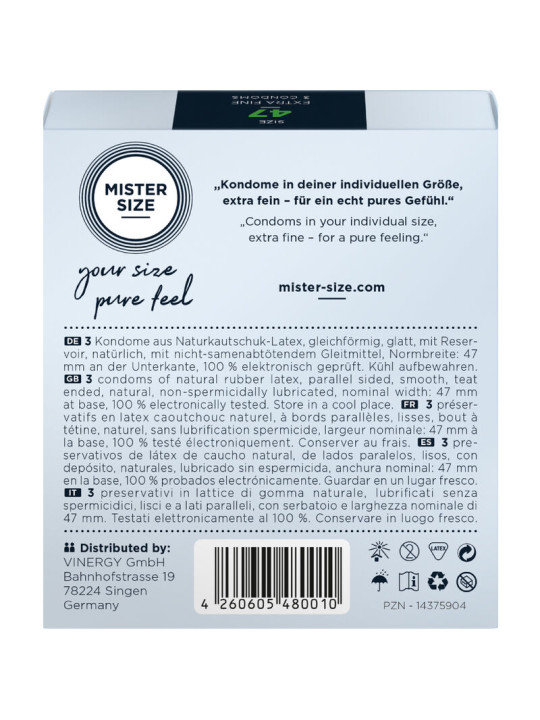 MISTER SIZE - PRESERVATIVOS TALLA XS 47 MM (3 UNIDADES)