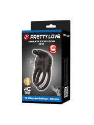 PRETTY LOVE - SINI ANILLO PARA PENE VIBRADOR RECARGABLE 10 FUNCIONES NEGRO
