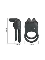 PRETTY LOVE - SINI ANILLO PARA PENE VIBRADOR RECARGABLE 10 FUNCIONES NEGRO