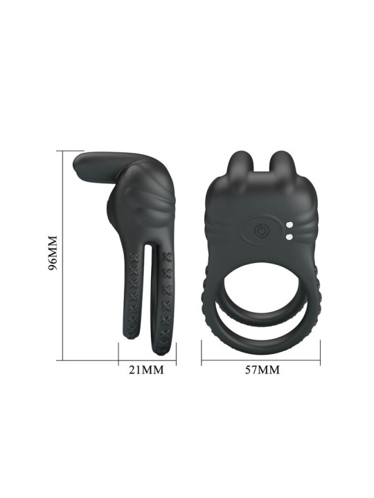 PRETTY LOVE - SINI ANILLO PARA PENE VIBRADOR RECARGABLE 10 FUNCIONES NEGRO