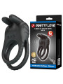 PRETTY LOVE - SINI ANILLO PARA PENE VIBRADOR RECARGABLE 10 FUNCIONES NEGRO