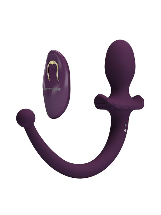 PRETTY LOVE - LIOEA PLUG ANAL CON COLA VIBRADOR 12 FUNCIONES COLOR MORADO CONTROL REMOTO