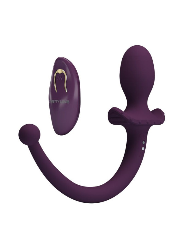 PRETTY LOVE - LIOEA PLUG ANAL CON COLA VIBRADOR 12 FUNCIONES COLOR MORADO CONTROL REMOTO