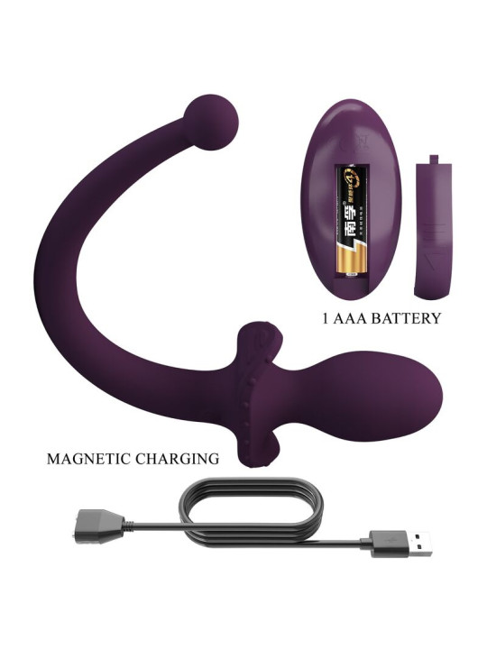 PRETTY LOVE - LIOEA PLUG ANAL CON COLA VIBRADOR 12 FUNCIONES COLOR MORADO CONTROL REMOTO