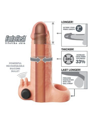 FANTASY X-TENSIONS - FUNDA EXTENSORA VIBRATORIA REAL FEEL 5 CM COLOR BEIGE