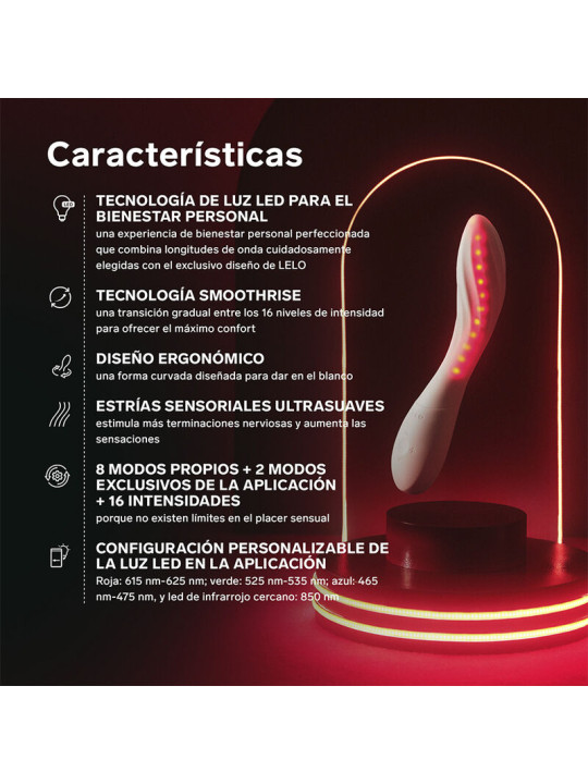LELO - MONA SPECTRA MASAJEADOR ÍNTIMO CON LUZ ROJA RECARGABLE APP CONTROL