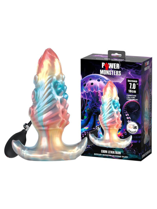 POWER MONSTERS - EBON LEVIATHAN PLUG ANAL HINCHABLE FANTASÍA TRICOLOR 18 CM