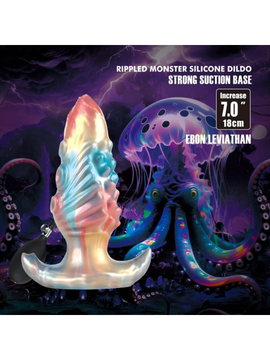 POWER MONSTERS - EBON LEVIATHAN PLUG ANAL HINCHABLE FANTASÍA TRICOLOR 18 CM