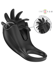 INTENSE - MABEL ANILLO VIBRADOR 10 VIBRACIONES CON ESTIMULADOR DE CLÍTORIS NEGRO