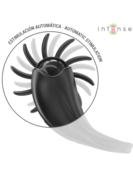 INTENSE - MABEL ANILLO VIBRADOR 10 VIBRACIONES CON ESTIMULADOR DE CLÍTORIS NEGRO