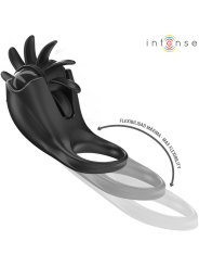 INTENSE - MABEL ANILLO VIBRADOR 10 VIBRACIONES CON ESTIMULADOR DE CLÍTORIS NEGRO