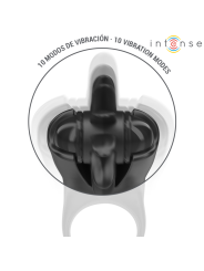 INTENSE - MABEL ANILLO VIBRADOR 10 VIBRACIONES CON ESTIMULADOR DE CLÍTORIS NEGRO