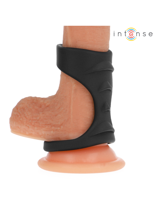 INTENSE - THEO ANILLO DOBLE PARA PENE SILICONA NEGRO MODELO 3